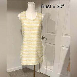 Yellow & White Striped Textured Sleeveless Shift Dress – Size Small (NWOT)